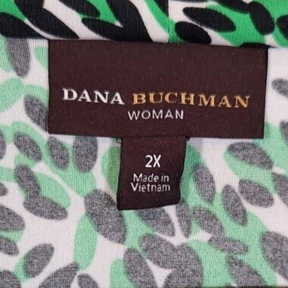 Dana Buchman 2X $68 Green Leafy Print Liquid Knit Dress Plus Botanical - Picture 3 of 11